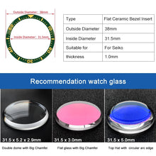 Load image into Gallery viewer, Sloped ceramic bezel insert 38*31.5mm Luminous pip at 12