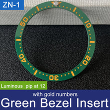 Load image into Gallery viewer, Sloped ceramic bezel insert 38*31.5mm Luminous pip at 12