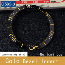 Load image into Gallery viewer, Sloped ceramic bezel insert 38*30.6mm Luminous pip at 12
