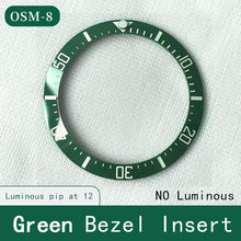 Load image into Gallery viewer, Sloped ceramic bezel insert 38*30.6mm Luminous pip at 12
